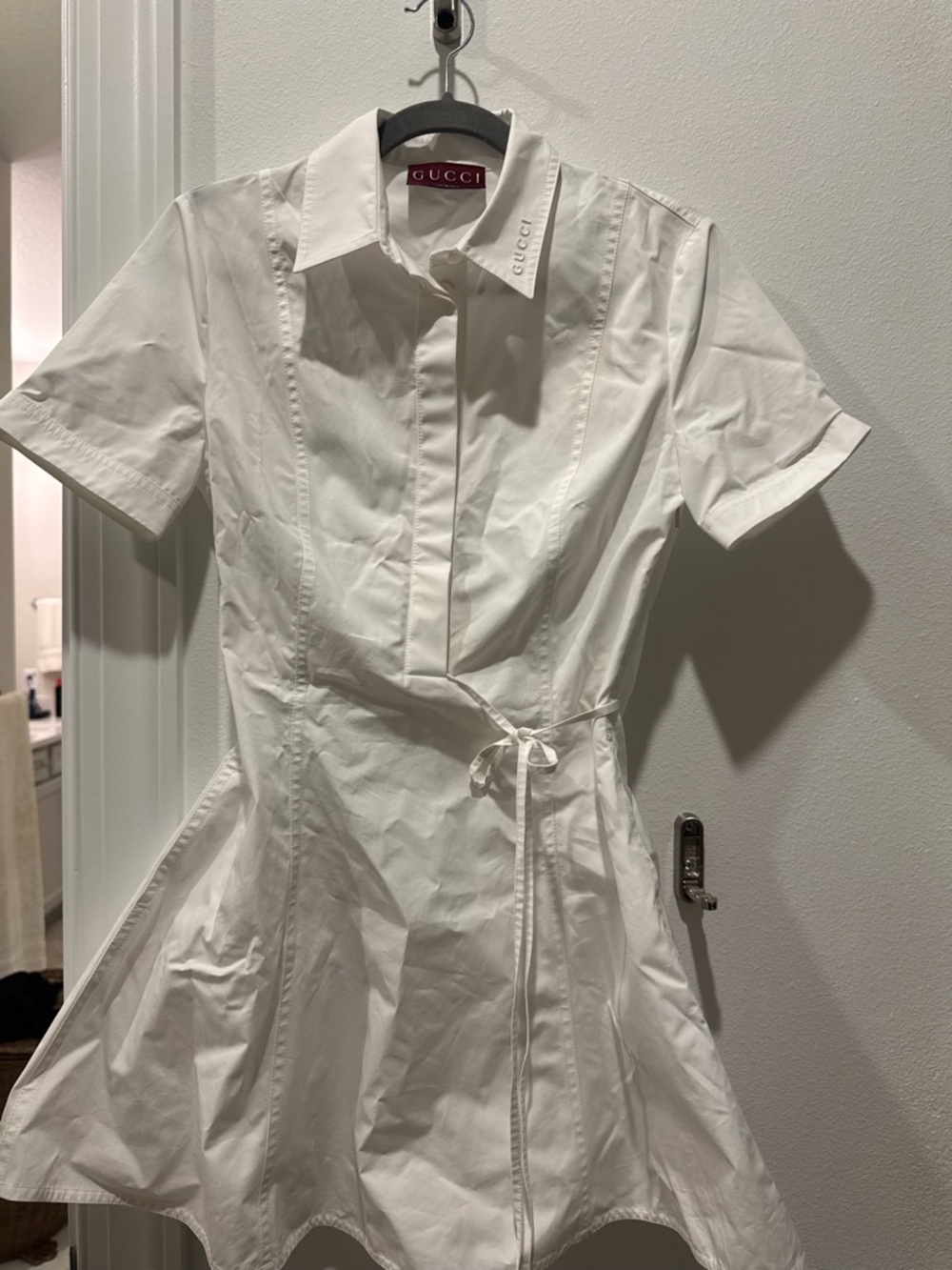 Gucci Women's White Short Sleeve Shirt Dress NWT